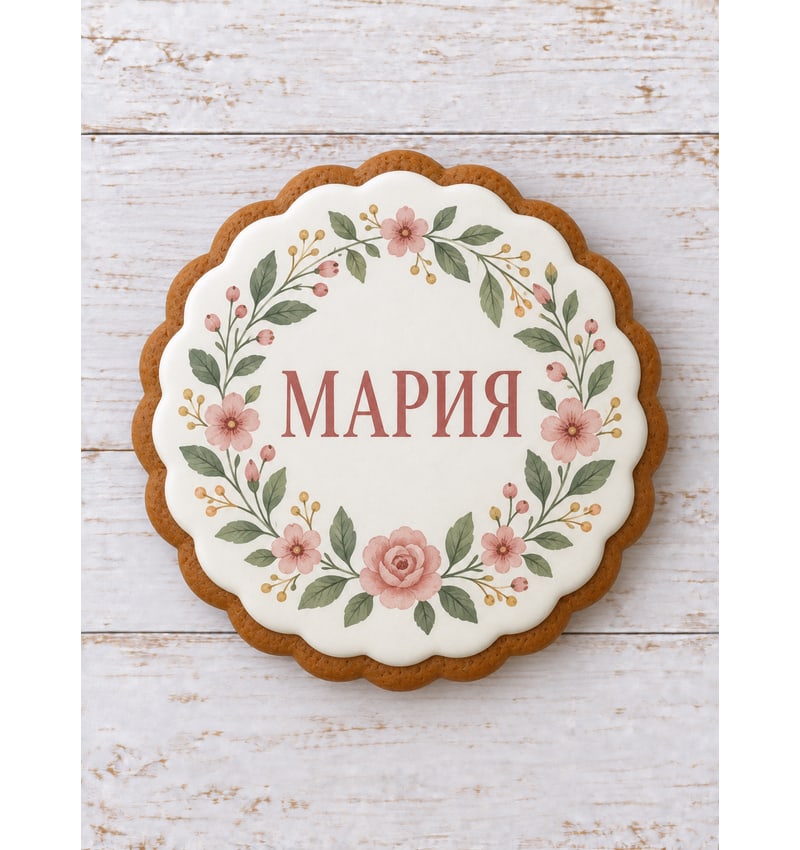 Именная надпись и цветочный рисунок для персонального поздравления.