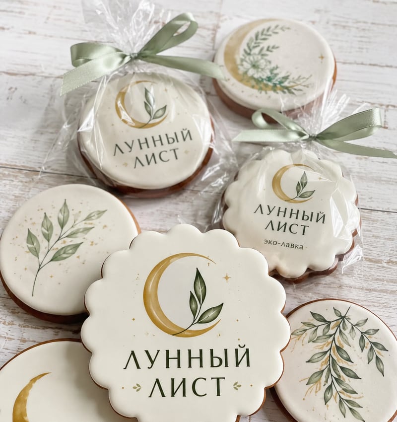 Пряники с логотипом эко-магазина с печатным изображением